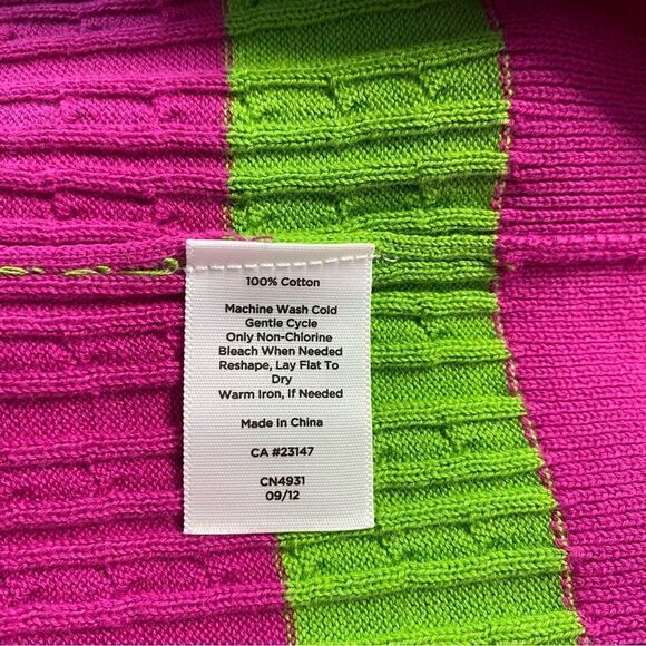 Talbots cable knit tank Purple & Lime Green Size M - Picture 4 of 6